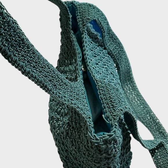 Liz Claiborne Vintage Small Micro Handbag Satchel Tote Crocheted Mesh Knit - Picture 3 of 11